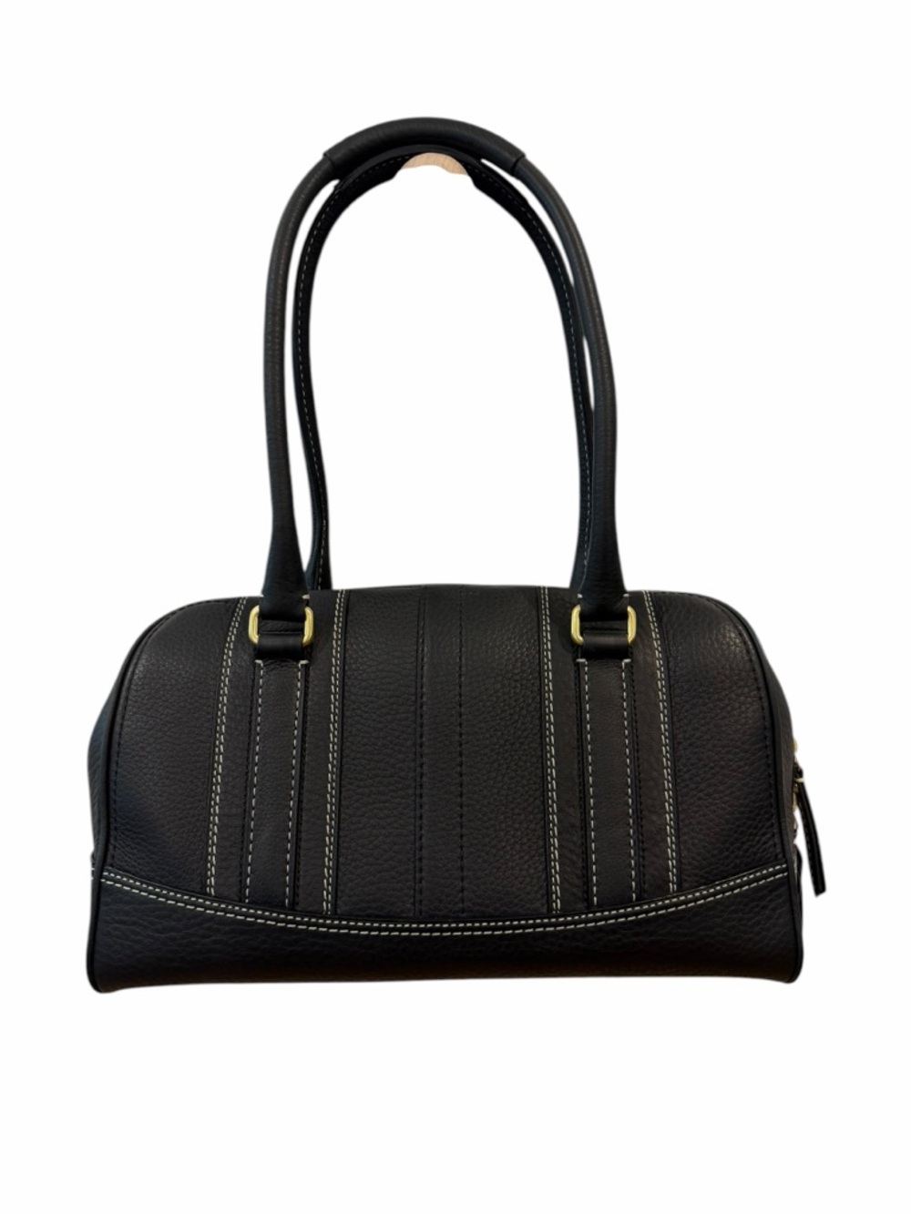 Coach Y2K Hampton Pebbled Leather Satchel Barrel Bag Black Style 10526